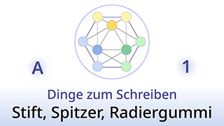 Grammatik des Lebens - A1 - Dinge zum Schreiben: Stift, Spitzer, Radiergummi