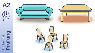 Fit für die Prüfung - A2 - Hören: Telefonat zum Möbelkauf