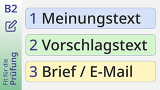 Fit für die Prüfung · B2 · Die drei Textarten der schriftlichen Prüfung